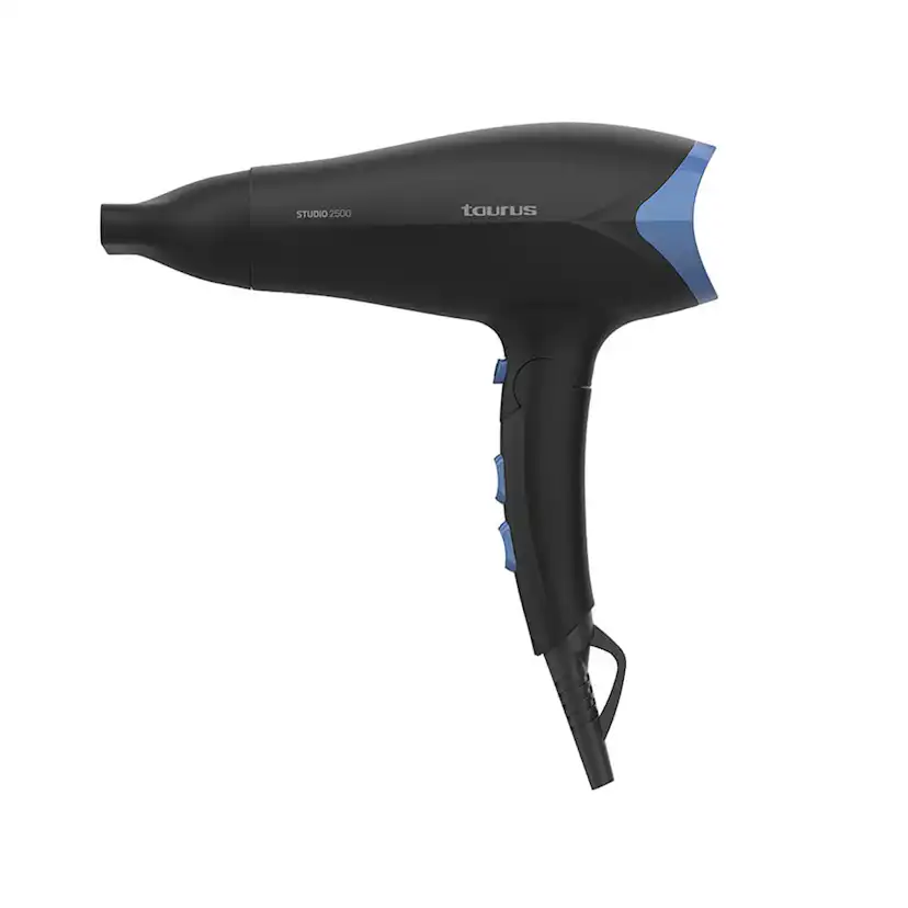 Hårtork TAURUS Studio 2500 Svart 2400W - Kompakt Värmeverktyg för Resan