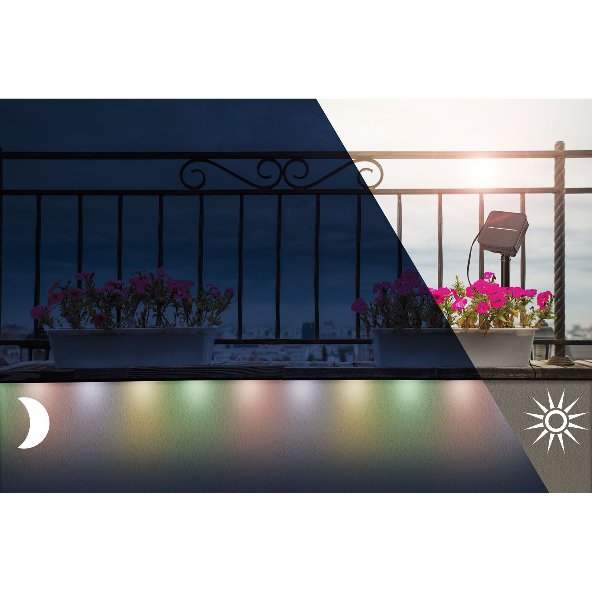 Solcellsljusslinga LED Paulmann Ljusstrip 3 m inkl. skymningssensor och batteri IP44 Ljus: RGB