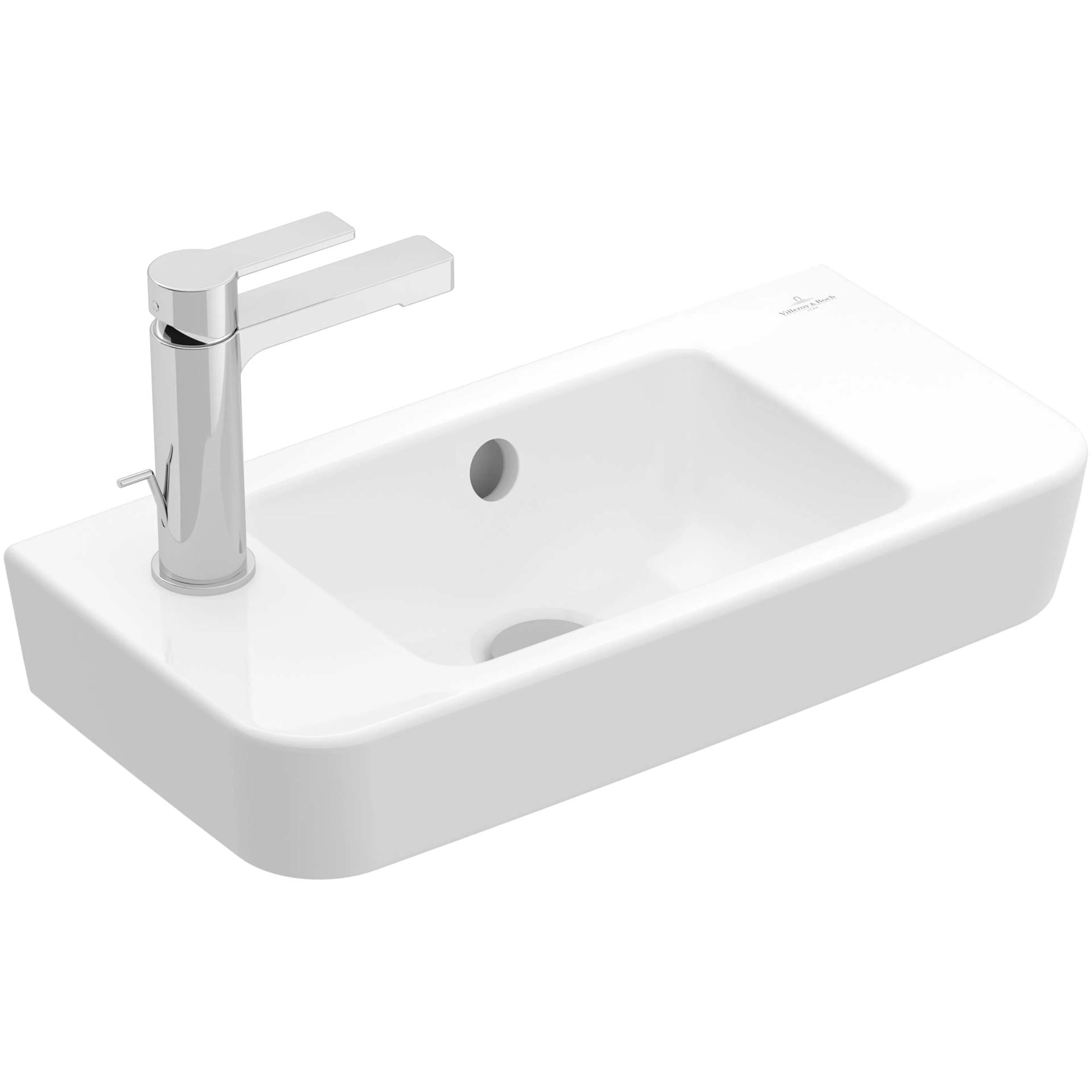 Tvättställ villeroy & Boch O.novo 4342R501 Vit Alpin, Med Bräddavlopp, 500 mm, Med Blandarhål, för Enhålsblandare, Tvättställ: Centrerat, Blandarhål: Höger