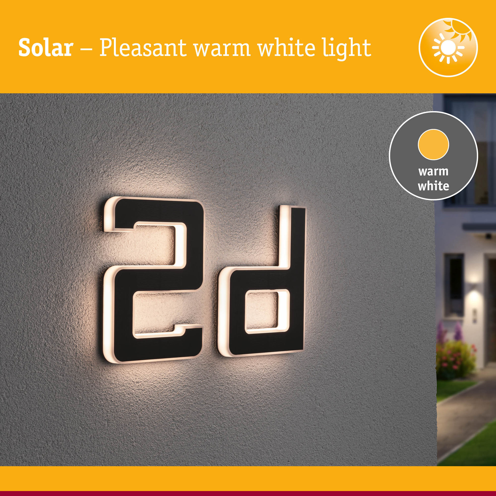 Fasadbelysning Solcell LED Paulmann Husnummer A-D med belysning inkl. utbytbart batteri IP44 Design: D