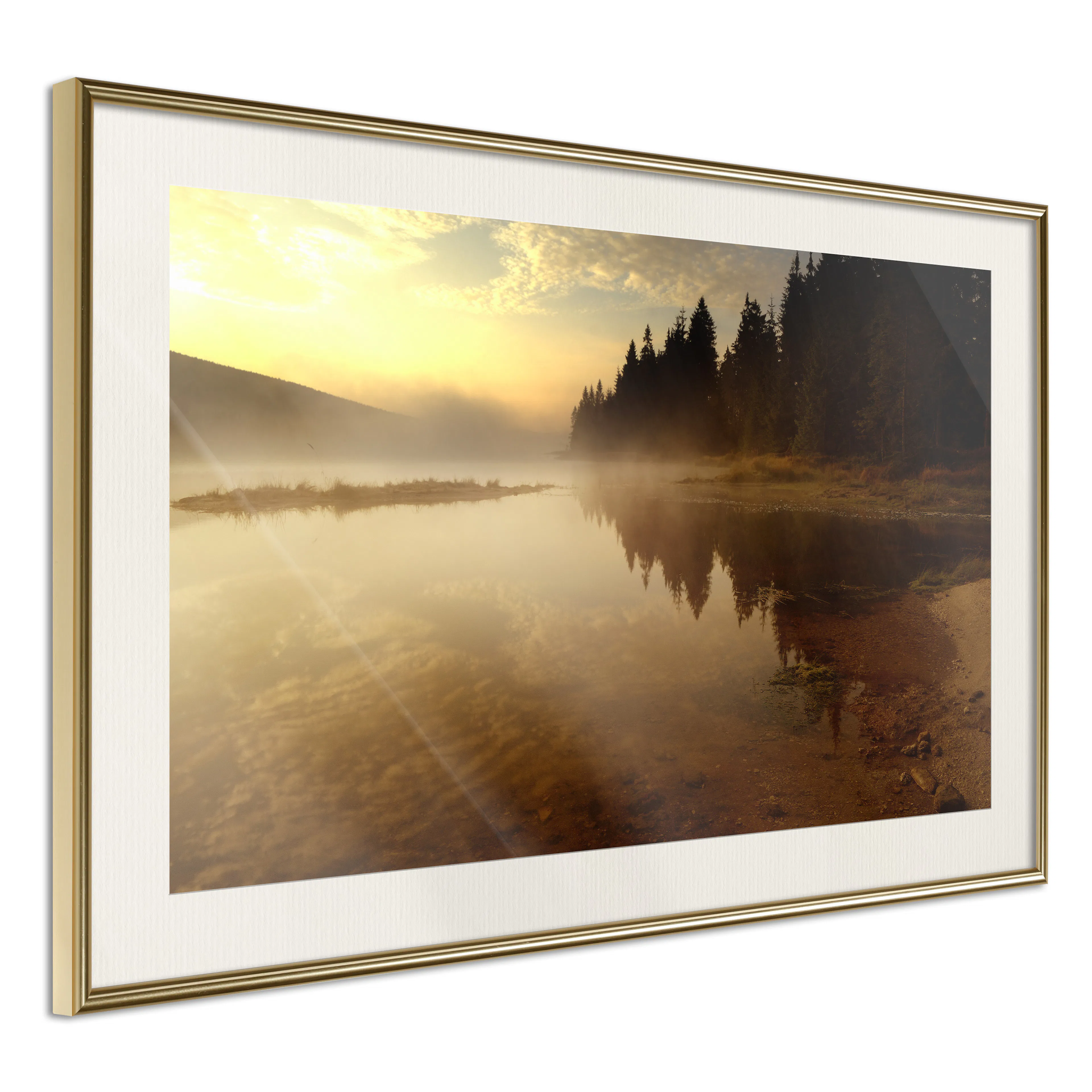 Affisch - Autumn Evening [Poster] 45x30 Guld ram med passepartout, 45x30 cm