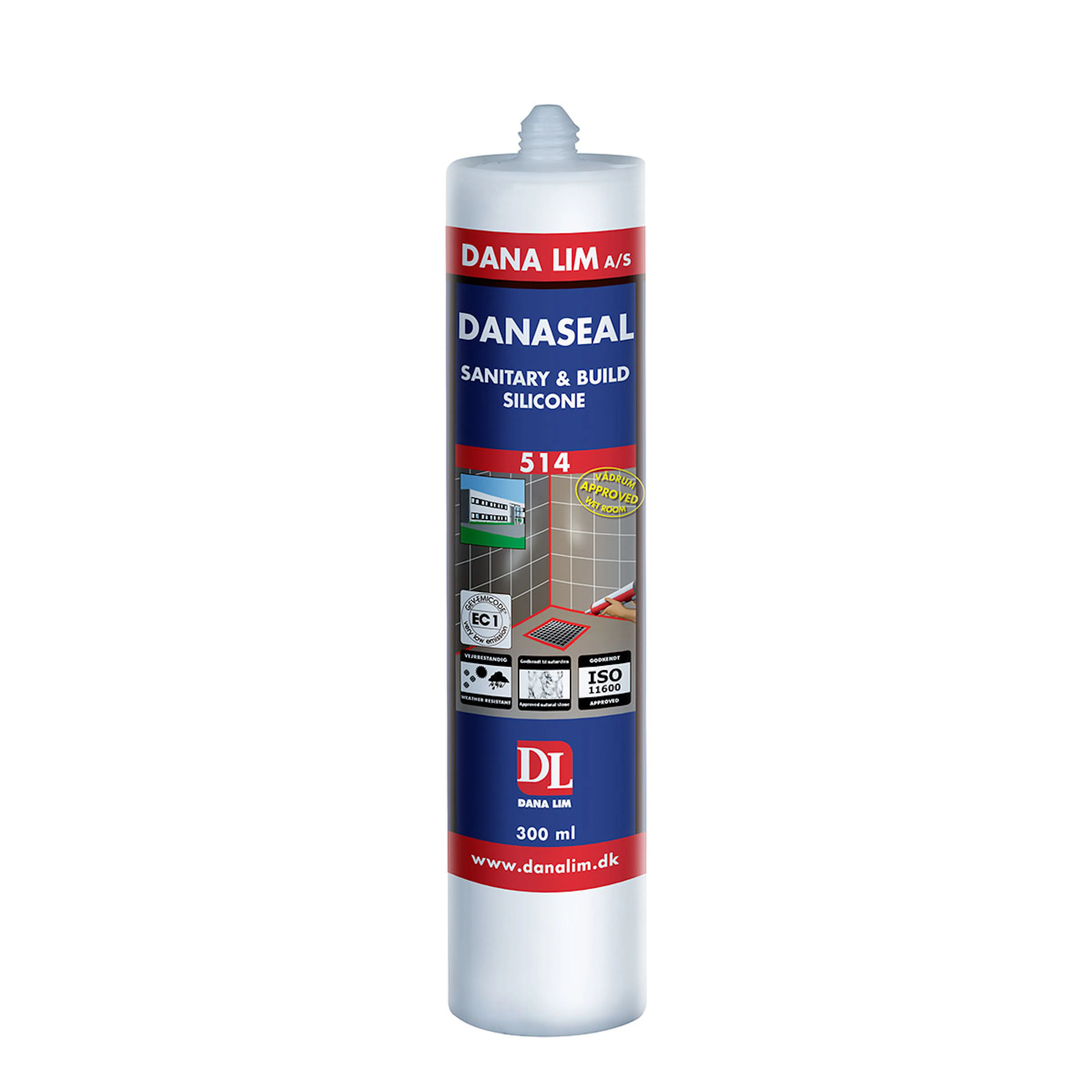 Fogmassa Danalim Silikon 514 Transparent för Våtrum & Bygg 300 ml