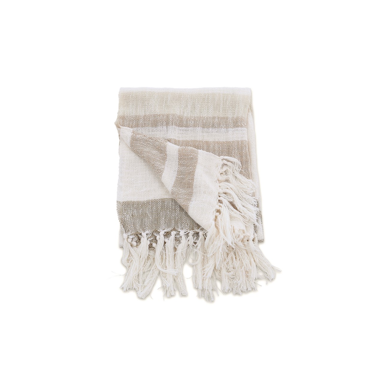 Sandy Throw Slub/polyester - Offwhite/beige/brown / - 130*17 Beige/Brun/Vit