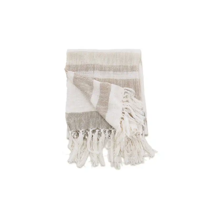 Sandy Throw Slub/polyester - Offwhite/beige/brown / - 130*17 Beige/Brun/Vit