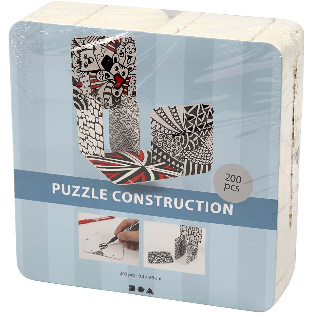 Konstruktionsbrickor Creativ Company Puzzle Stl 9,3x9,3 cm Vit 1 Förp