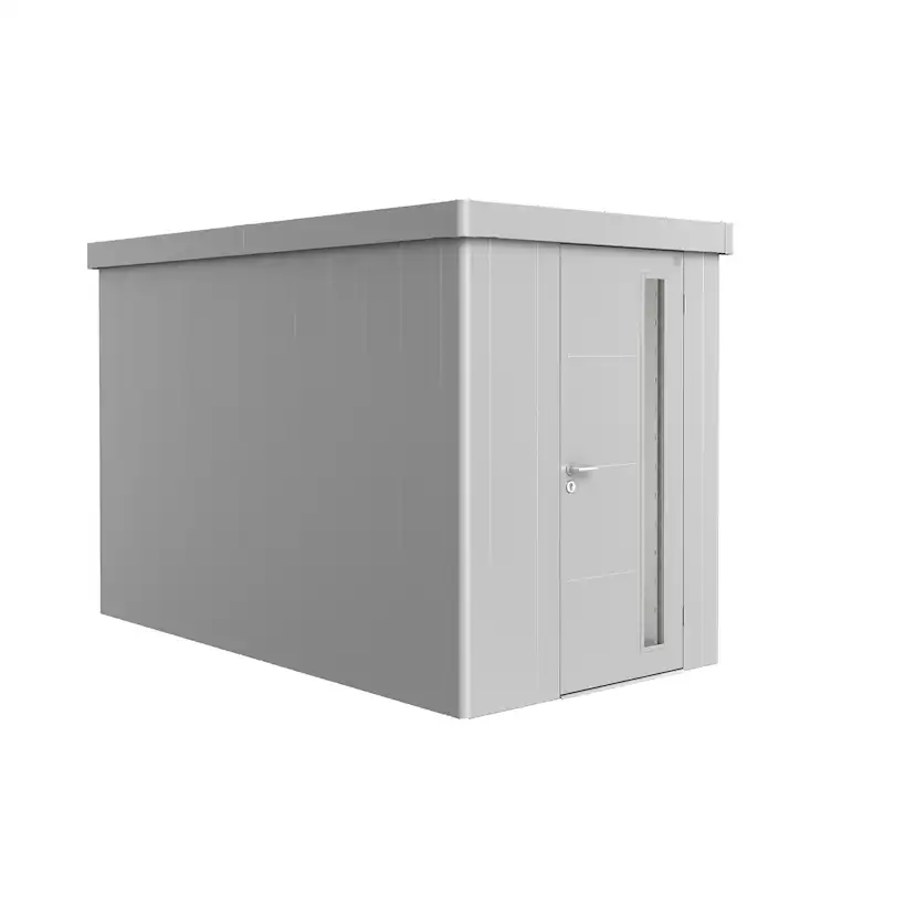 Trägård skjul Neo 4A med Standarddörr, metallic silver Silver