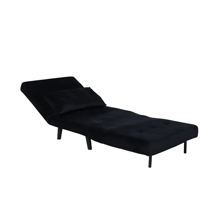 Vicky Folding Bed Single - Black / Black Velvet Svart