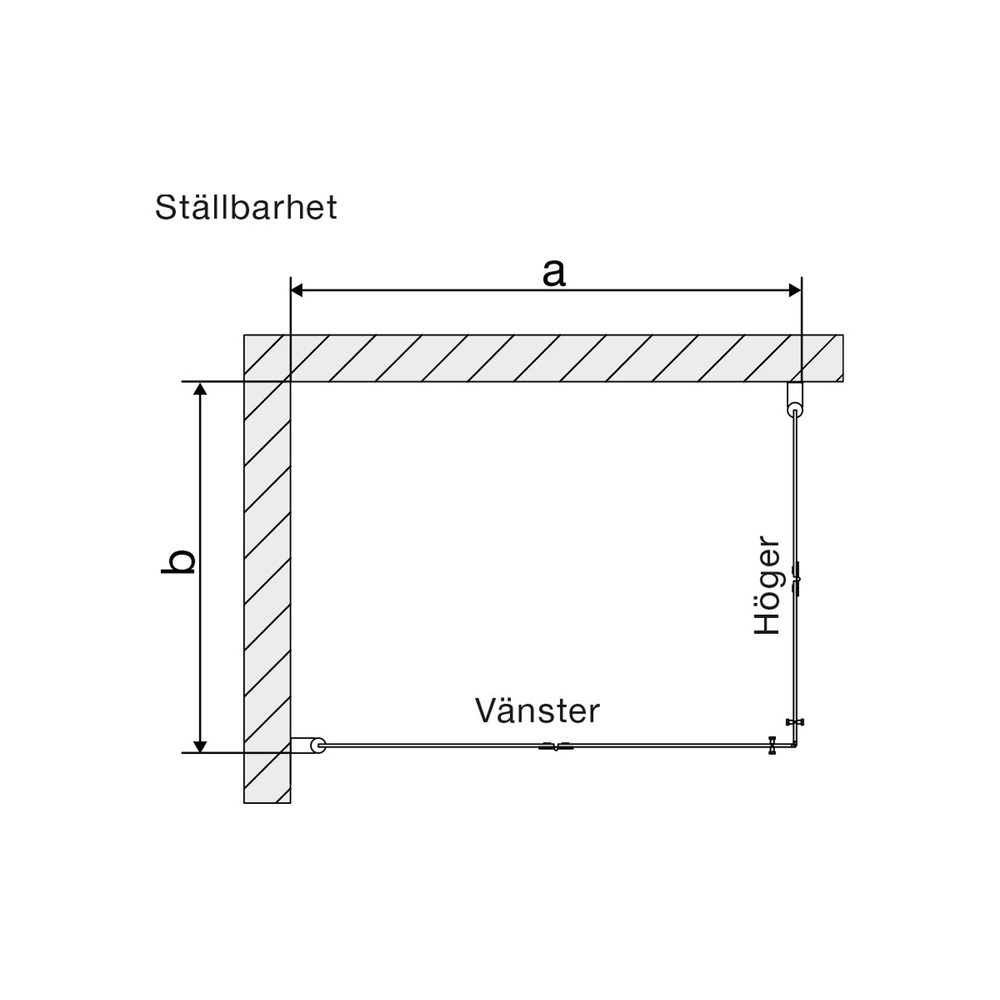 Duschhörn Arrow Twice Corner Klarglasx1200x1100xVänster: 1200 mm, Höger: 1100 mm