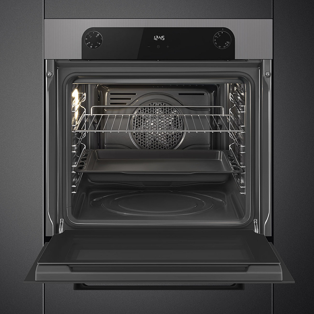 Termoventilerad Ugn Smeg SF6200TS med AirFryer och Baksten Silver 60 cm