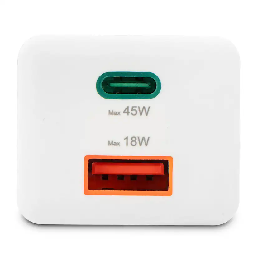 Laddare HAMA 1x USB-C 1x USB-A GaN 45W Vit