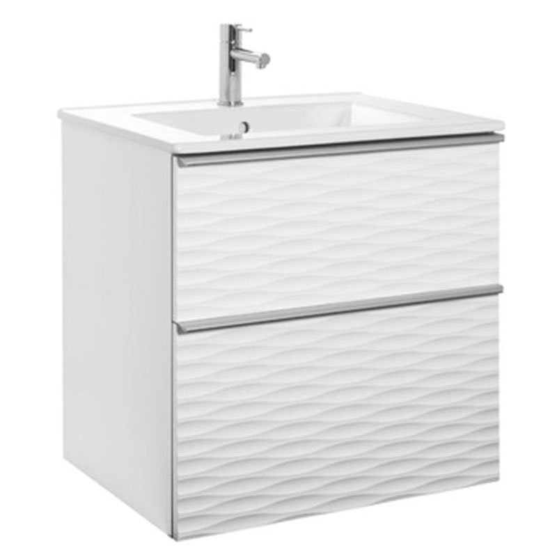 ISELLA AQUA WAVE60 KOMPAKT vit,HANDTAG ALU, handfat PORSLIN BxHxD: 613x610x394 mm, Matt Vit, Tvättställ: Porslin, Handtag: Aluminium
