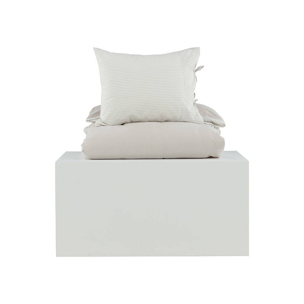 Jenna Bed Set Linen Cotton Light Grey 150x200 cm Färg: Ljusgrå, Mått: 150x200 cm