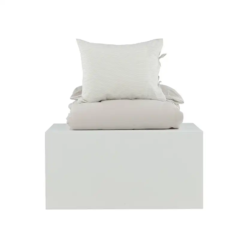 Jenna Bed Set Linen Cotton Light Grey 150x200 cm Färg: Ljusgrå, Mått: 150x200 cm