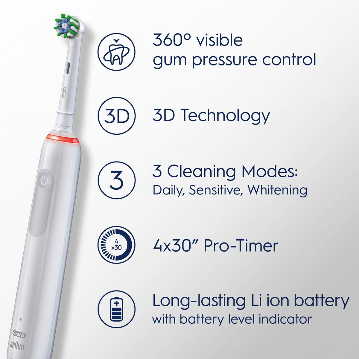 Eltandborste Pro3 White + Extra Refill Vit