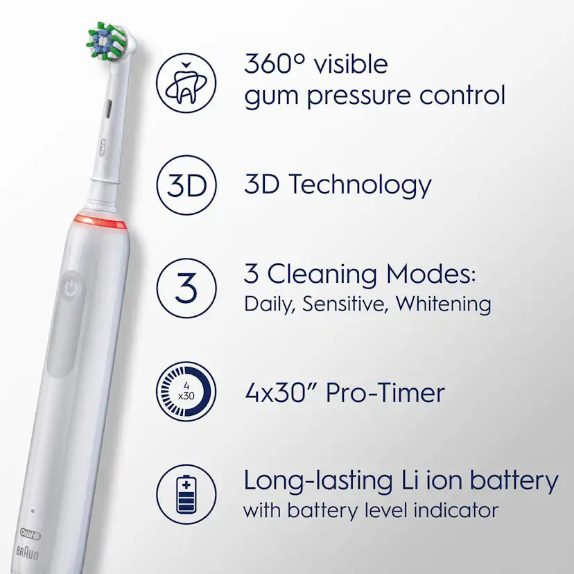 Eltandborste Pro3 White + Extra Refill Vit
