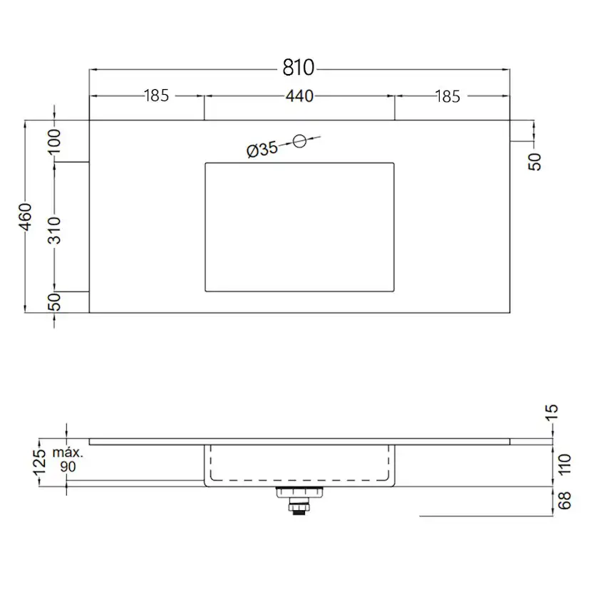 Tvättställ Solid Surface Tenfors Flow Solid Surface