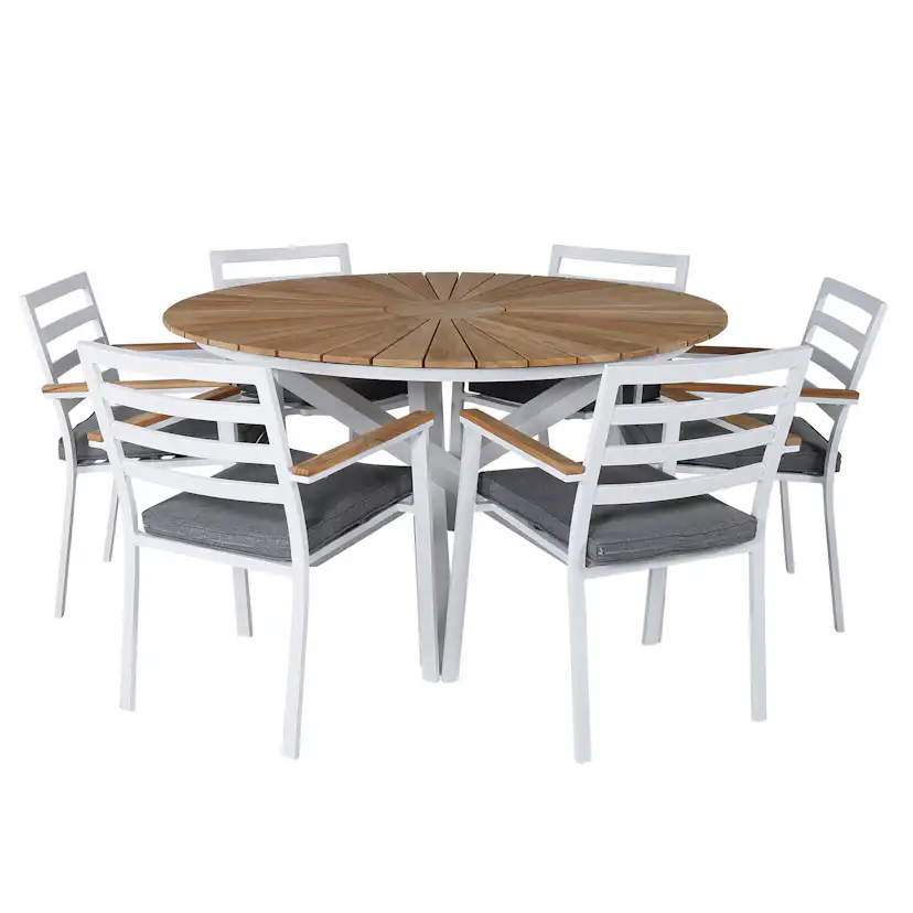 Matgrupp Venture Home Mendi Rund med 6 Bury Stolar