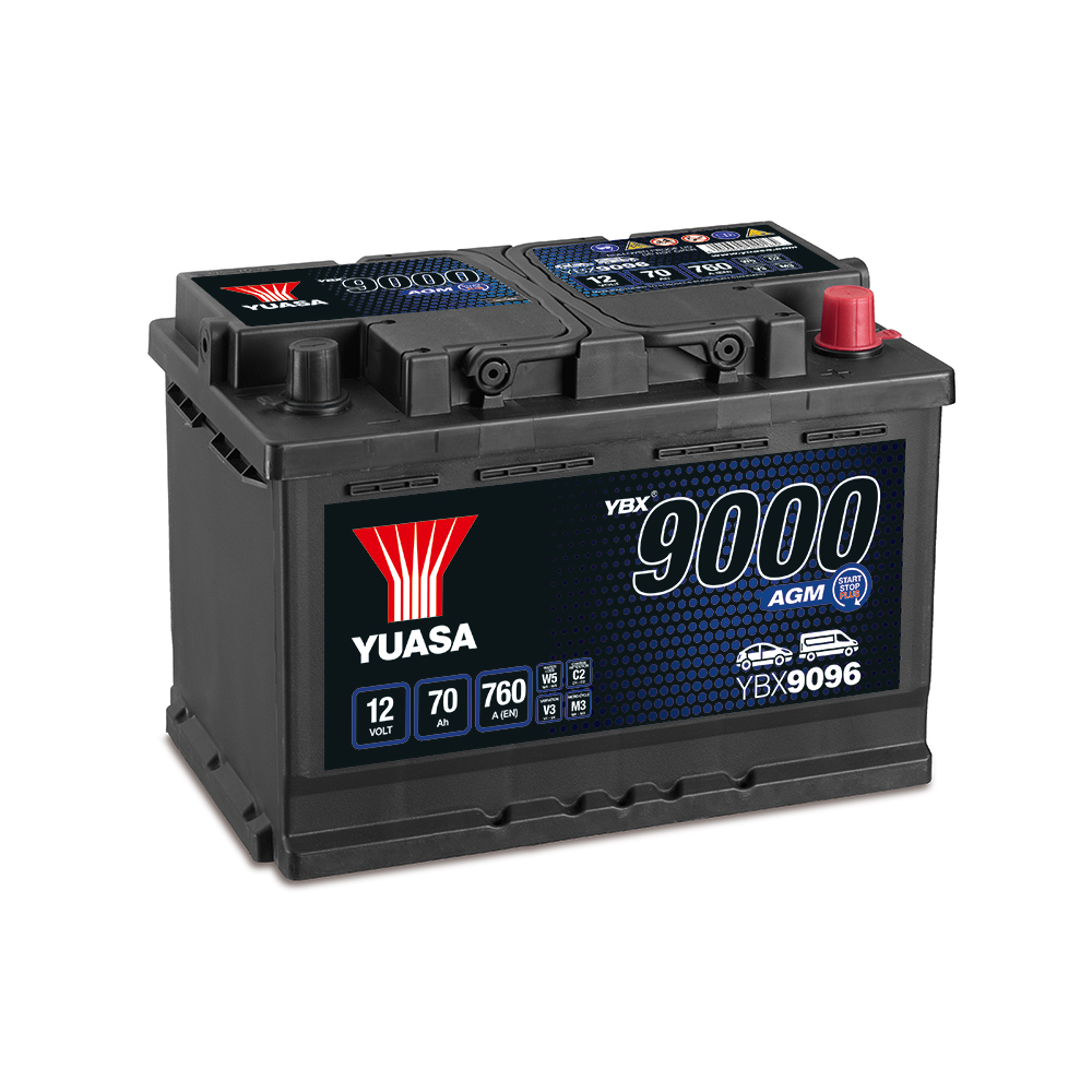 Startbatteri Yuasa 9000 AGM (Start-stopp) 70Ah 760A