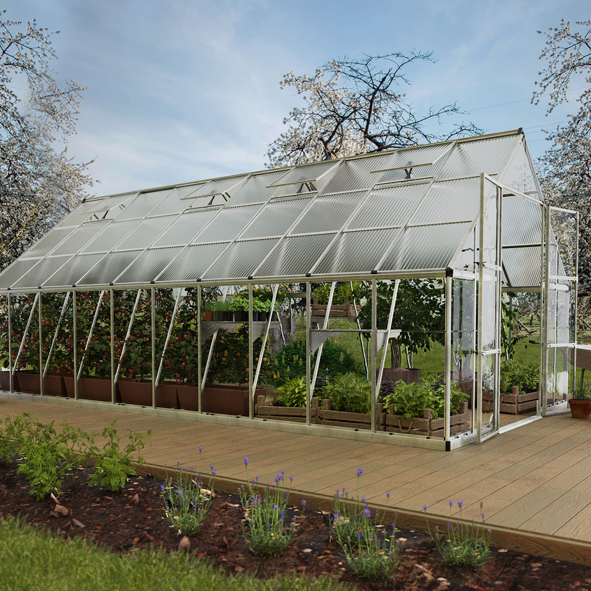 Växthus Canopia by Palram Balance Aluminiumram med UV-Skyddad Polykarbonat & Ventilationsfönster, 14,3 m²