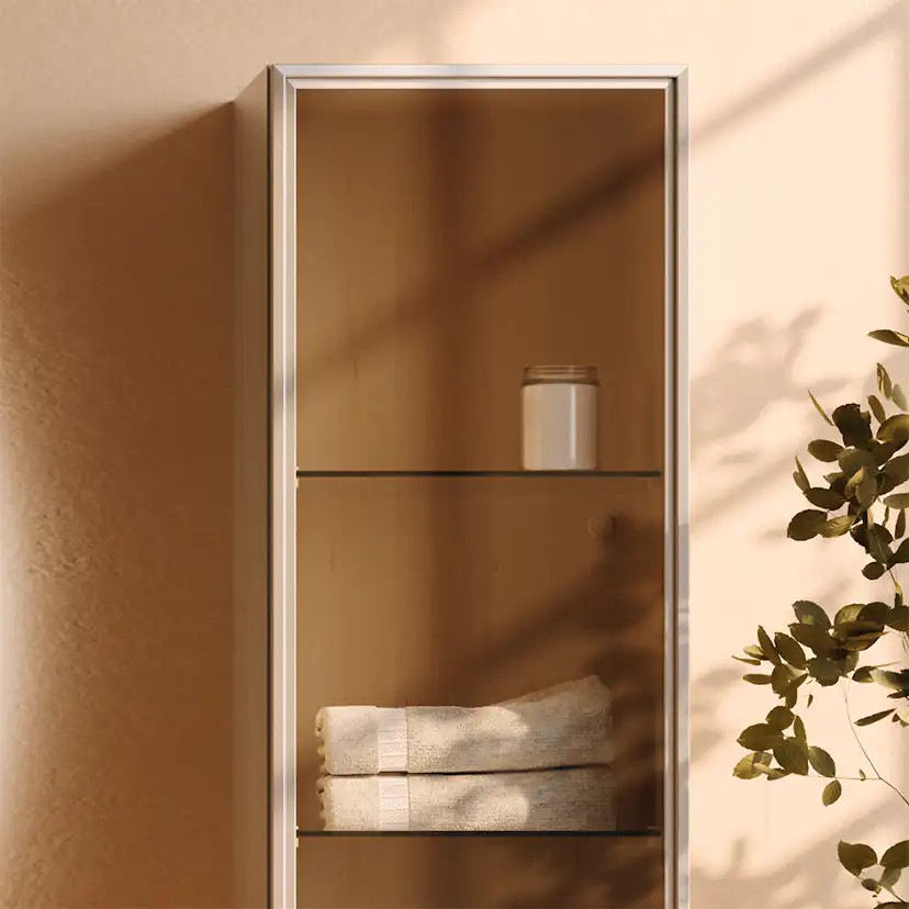 Dörr Högskåp Ram 160x35 Alu matt/Klar BxH: 350 x 1600 mm, Matt Aluminium, Klarglas