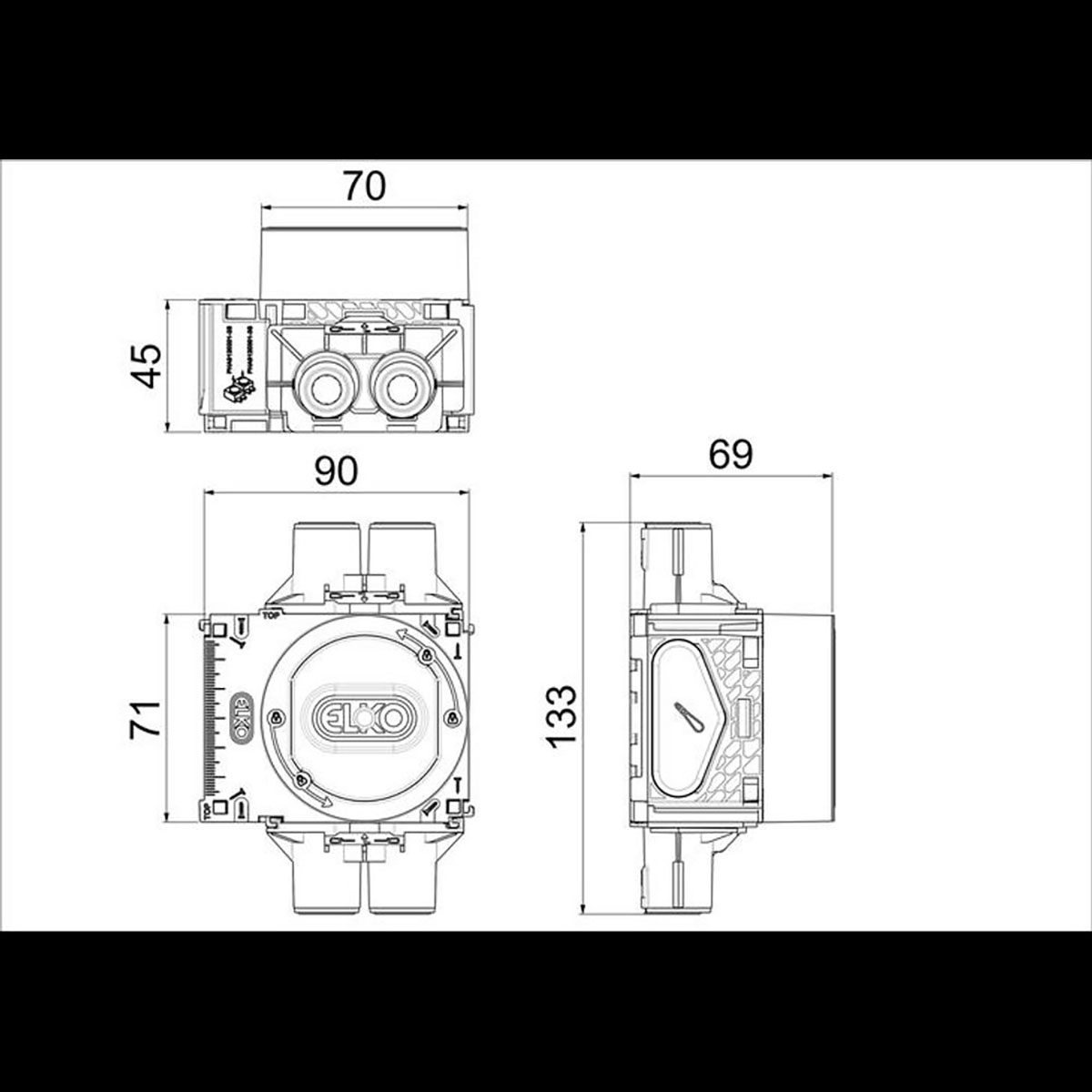 Branddosa Elko Flexi+ Infälld EI30/60/90 Kopplingsdosa för Brandklassade Väggar