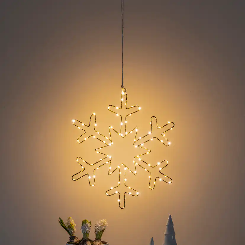 Ljusslang Gnosjö Konstsmide Snöflinga Metall Guld