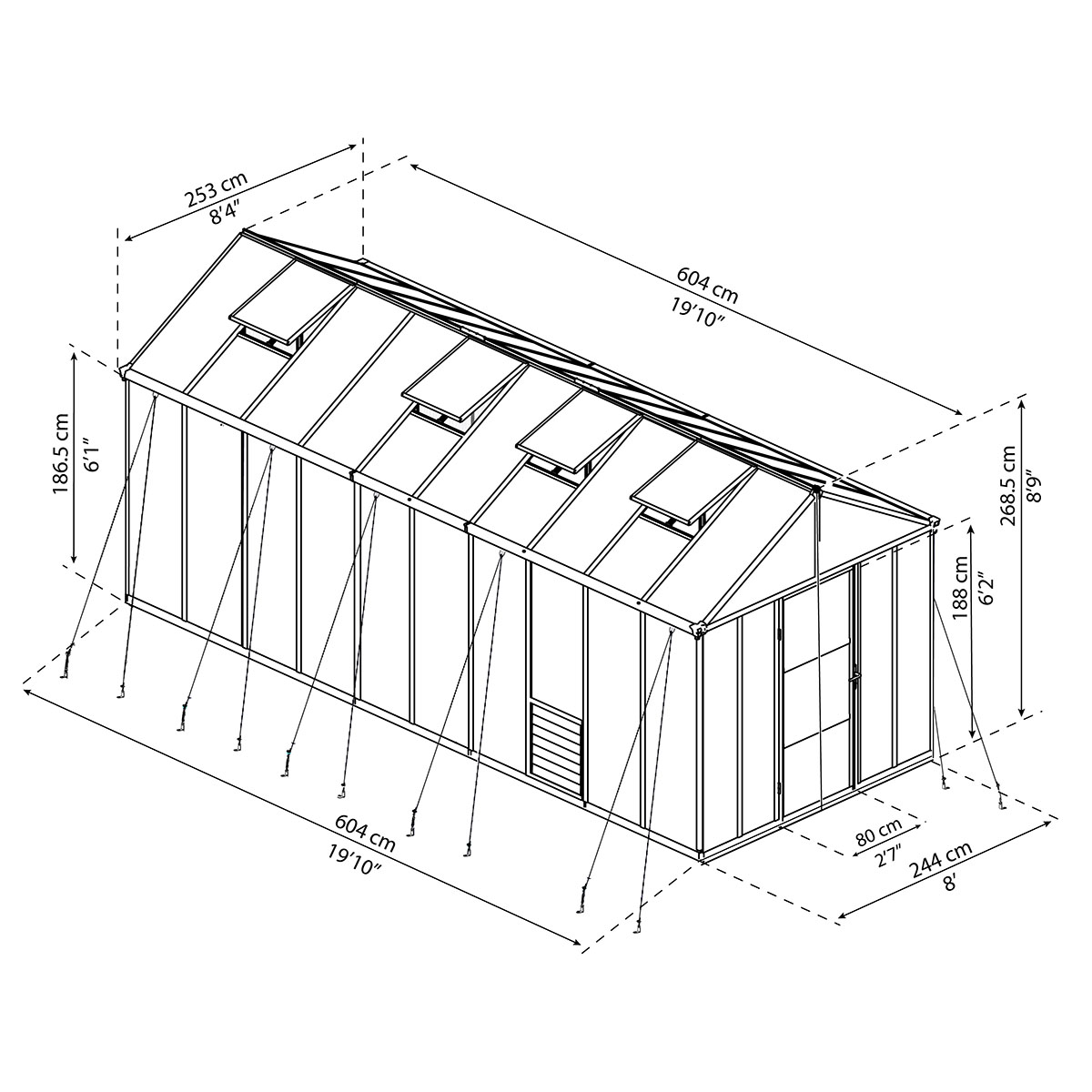 Växthus Canopia by Palram Glory 15,3 m² Mörkgrå