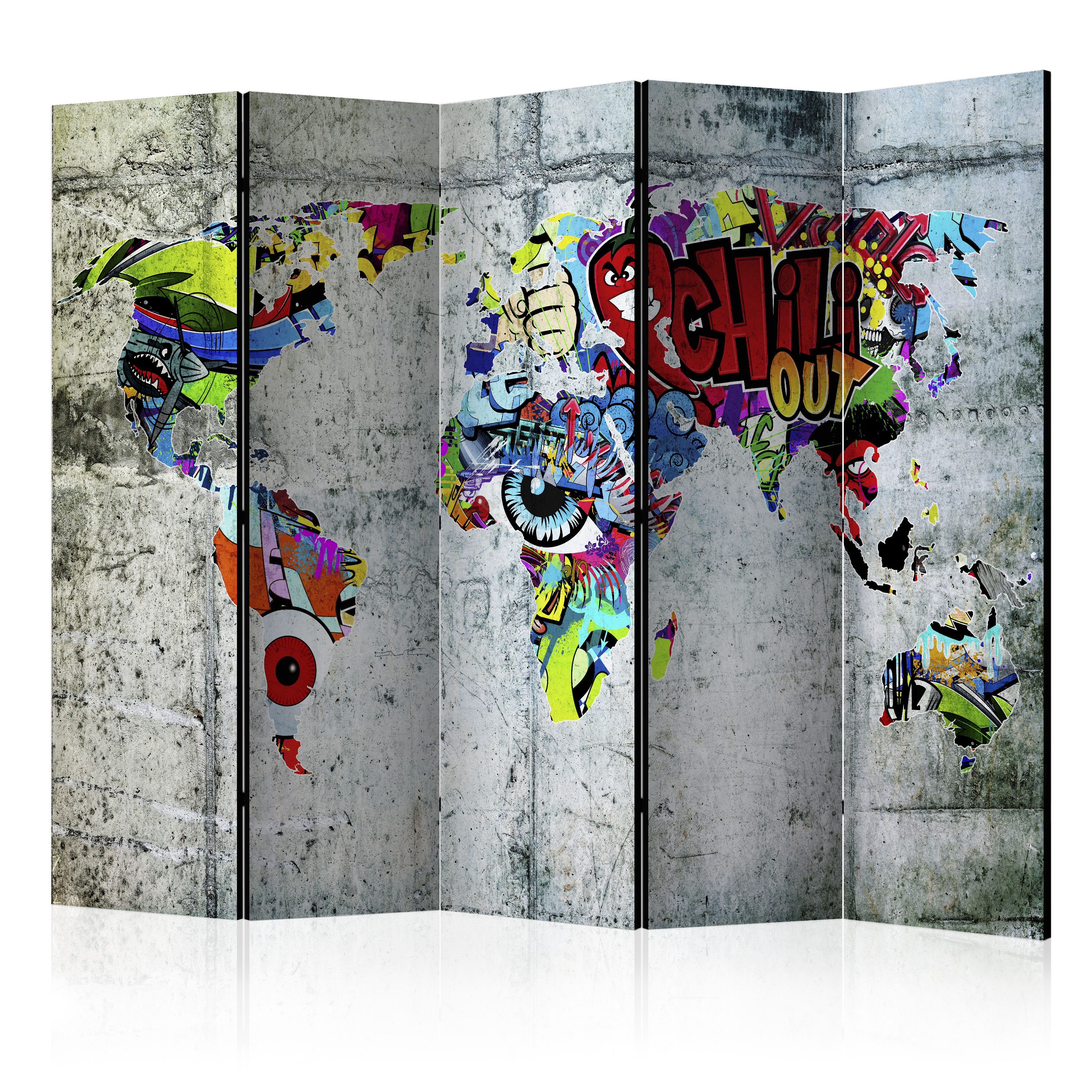 Rumsavdelare Skärmvägg Arkiio Graffiti World 225x172 cm