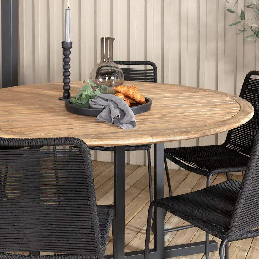Matgrupp Venture Home Zurc med 6 Lumi Stapelbara Matstolar