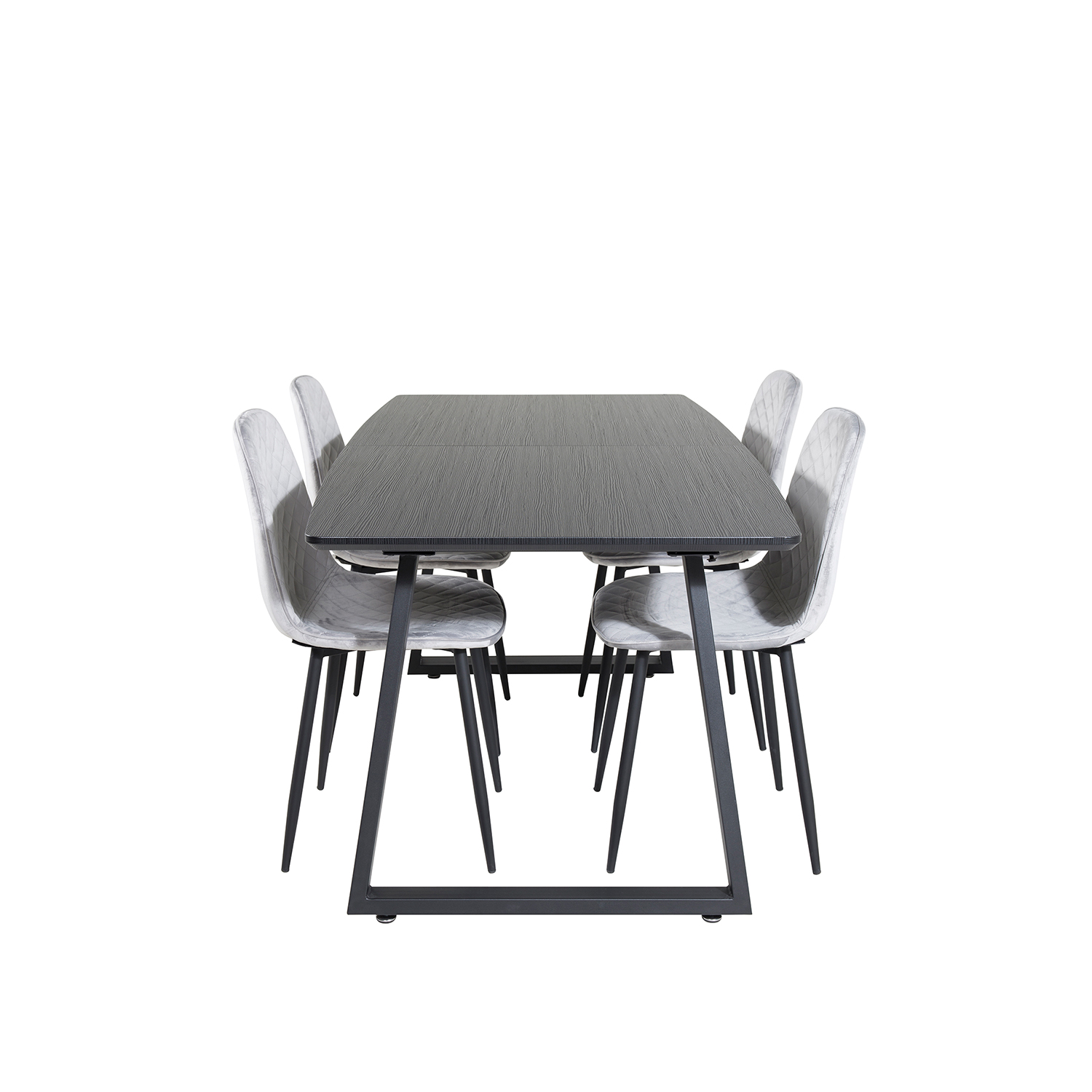Inca Extentiontable - Black top /+Polar Diamond Chair -_4 Svart/Grå