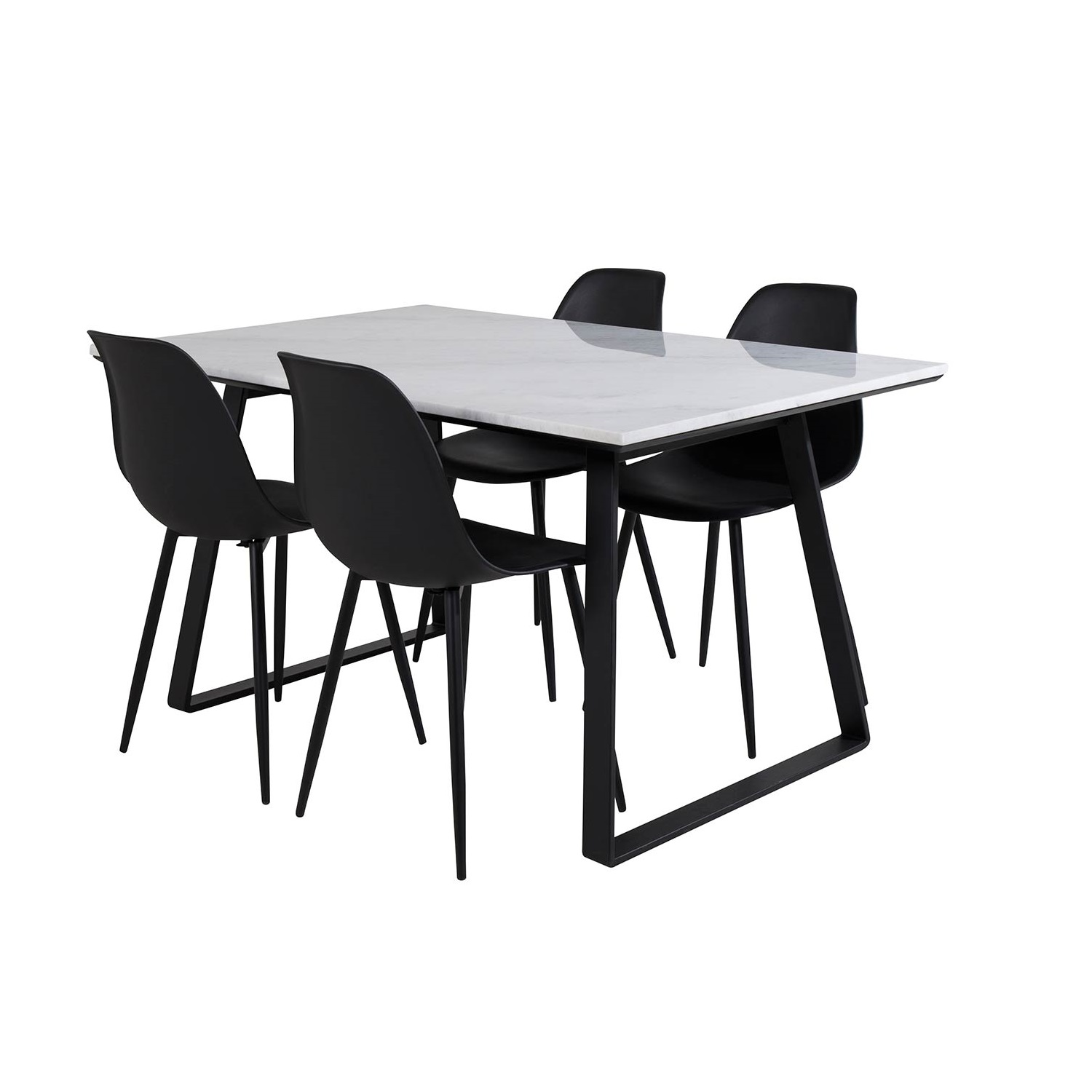 Estelle Table White / Black+Polar Chair - / Black Plastic_4 Vit/Svart