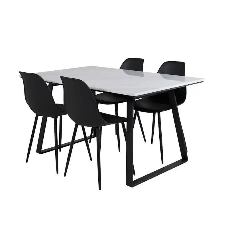 Estelle Table White / Black+Polar Chair - / Black Plastic_4 Vit/Svart