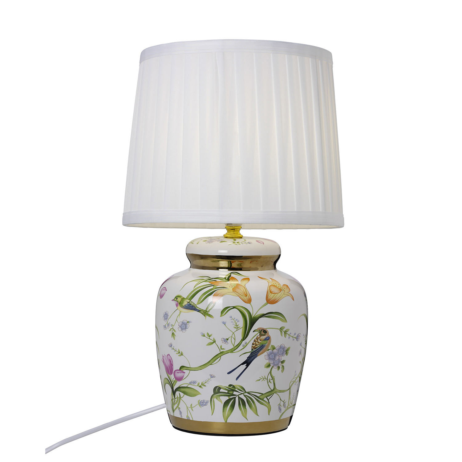 Fönsterlampa Cottex Klassisk H31 cm Mönstrad Lampfot med Vit Lampskärm