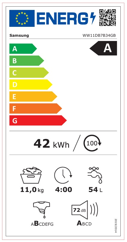 Frontmatad tvättmaskin Samsung WW11DB7B34GBU3 11Kg