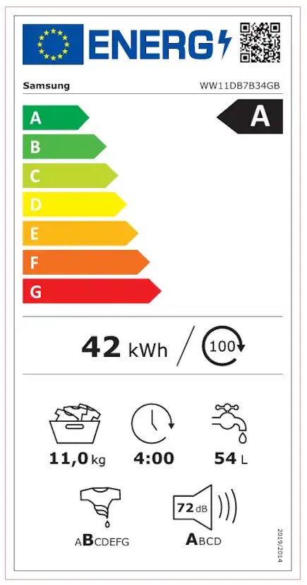 Frontmatad tvättmaskin Samsung WW11DB7B34GBU3 11Kg