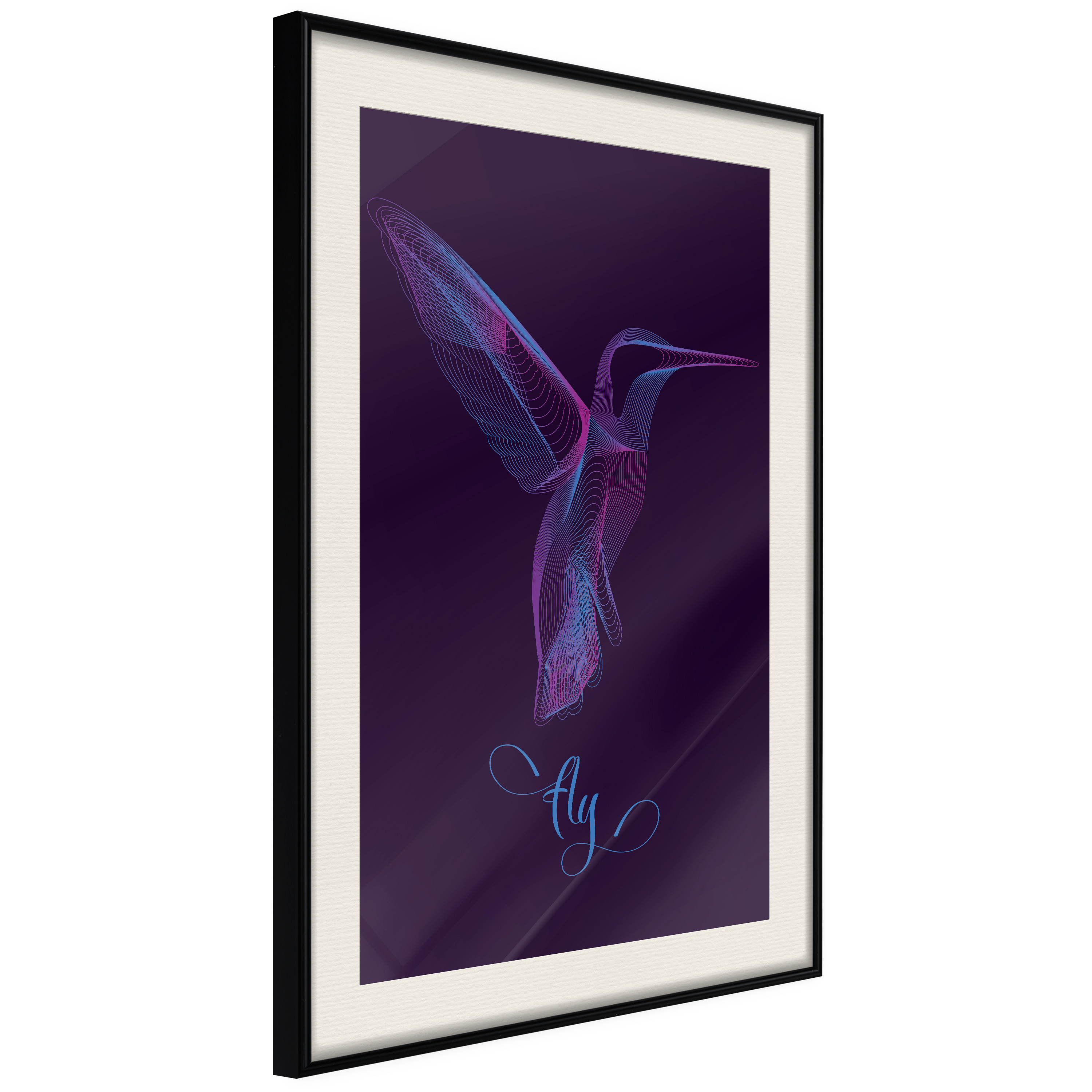 Affisch - Purple Hummingbird [Poster] 30x45 Svart ram med passepartout, 30x45 cm