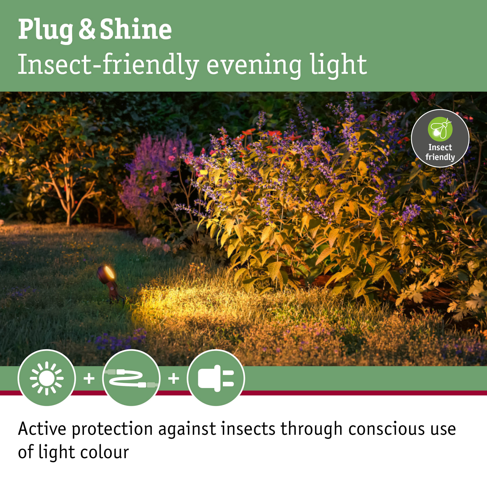 Spotlight Paulmann Sting Plug & Shine LED IP67 24V Ljus: Gold Light (insektsvänlig)