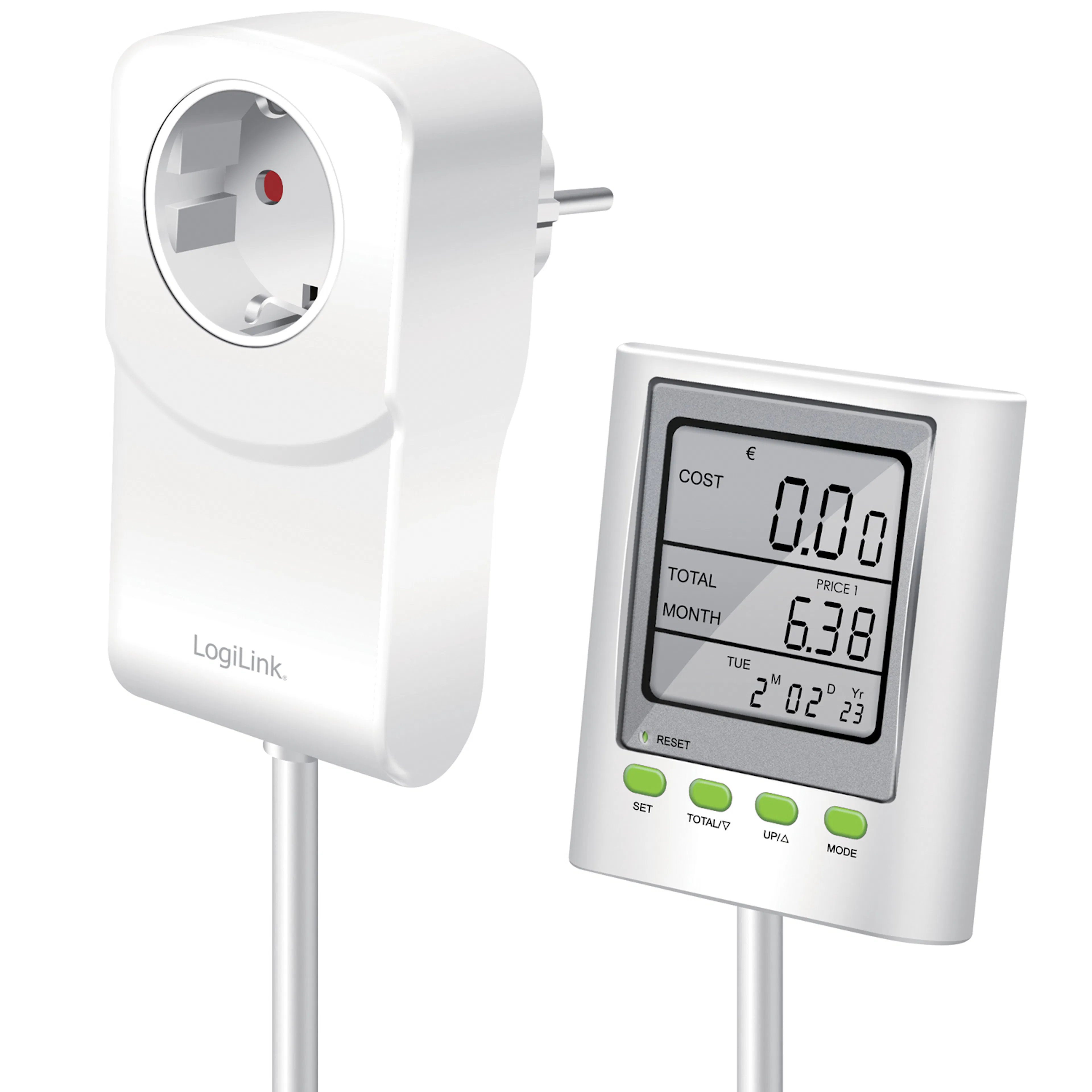 Energimätare LogiLink Med Kostnadsberäkning och Extern Display