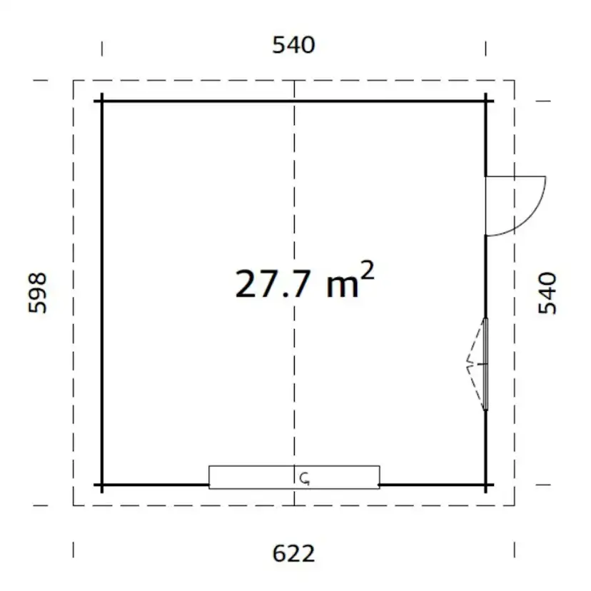 Roger 27,7 m2 with sectional door Impregnerad transparent