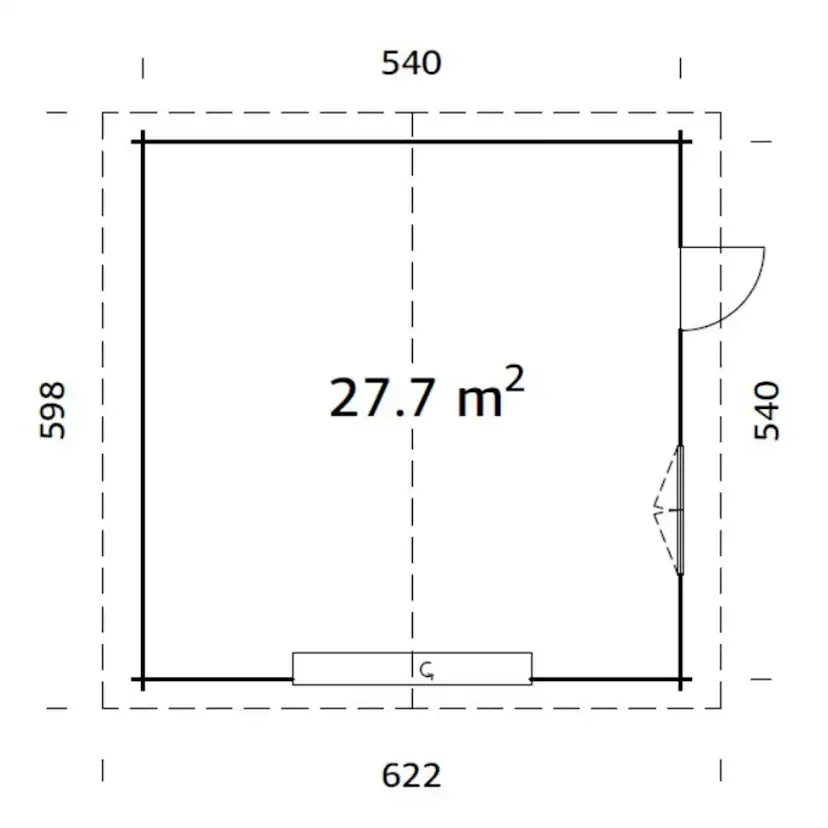 Roger 29,2 m2 (inv. 27,7 m2) with sectional door Obehandlad