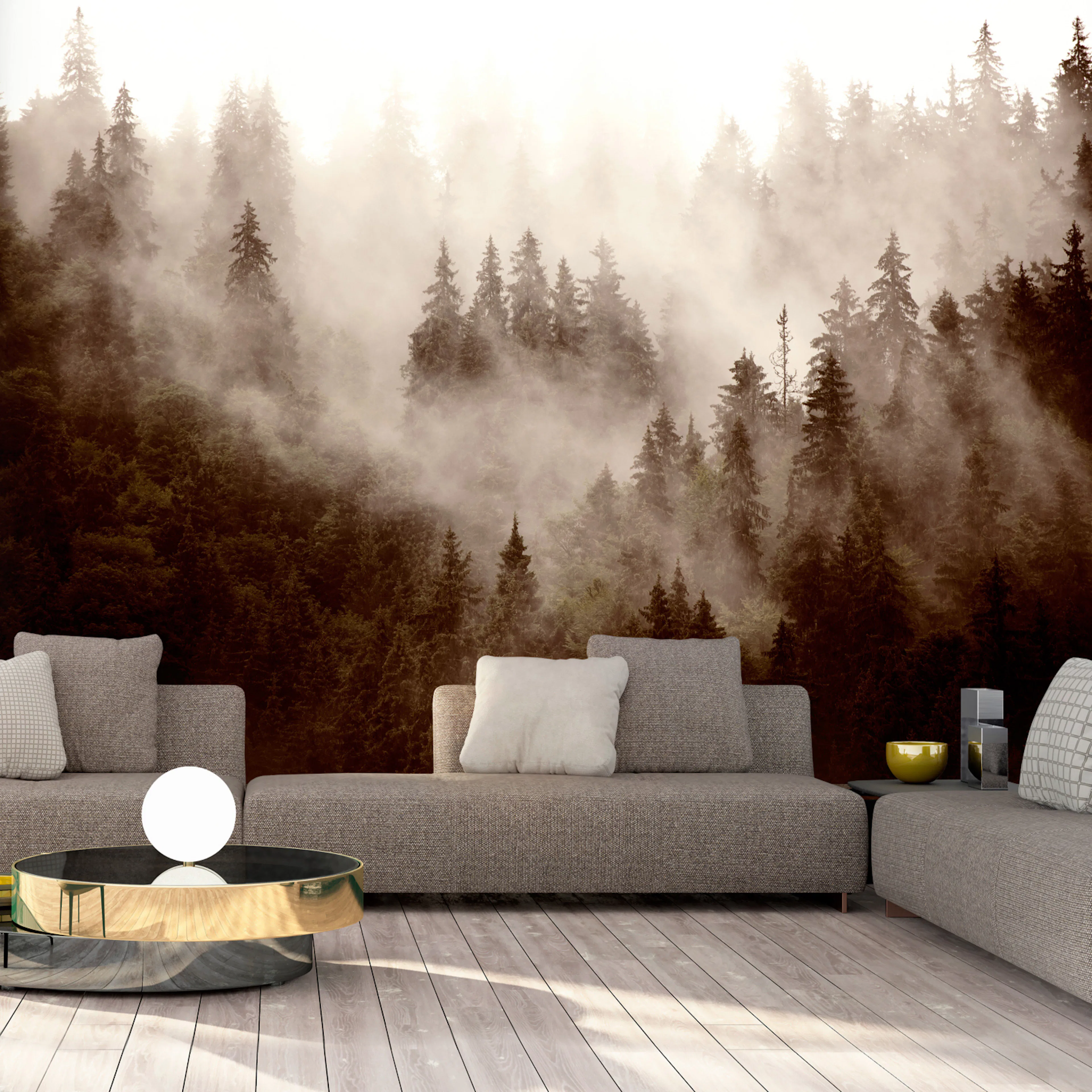 Fototapet - Mountain Forest (Sepia) 200x140 200x140 cm
