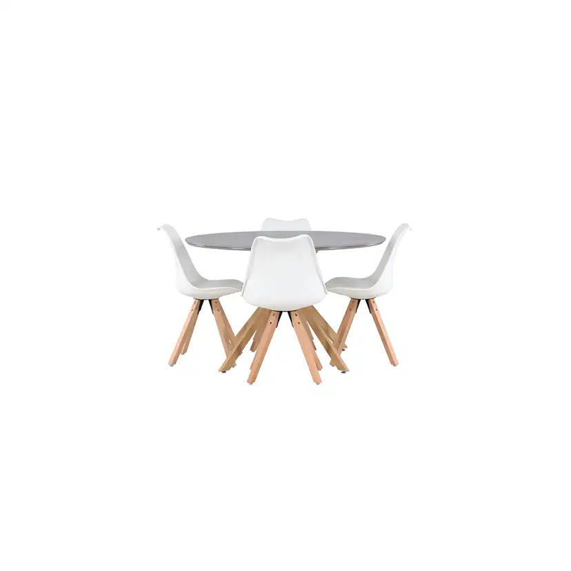 Matgrupp Venture Home Piazza Ø120 cm med 4 st Zeno stolar Vit