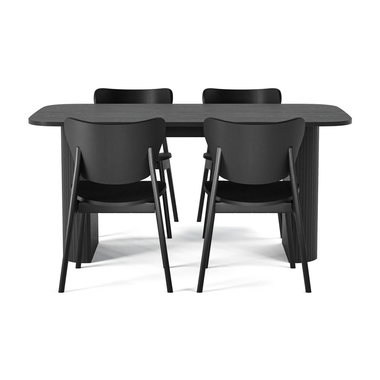 Matgrupp Bark Kopparbo Rektangulärt Matbord 160 cm med 4 Jerup Matstol