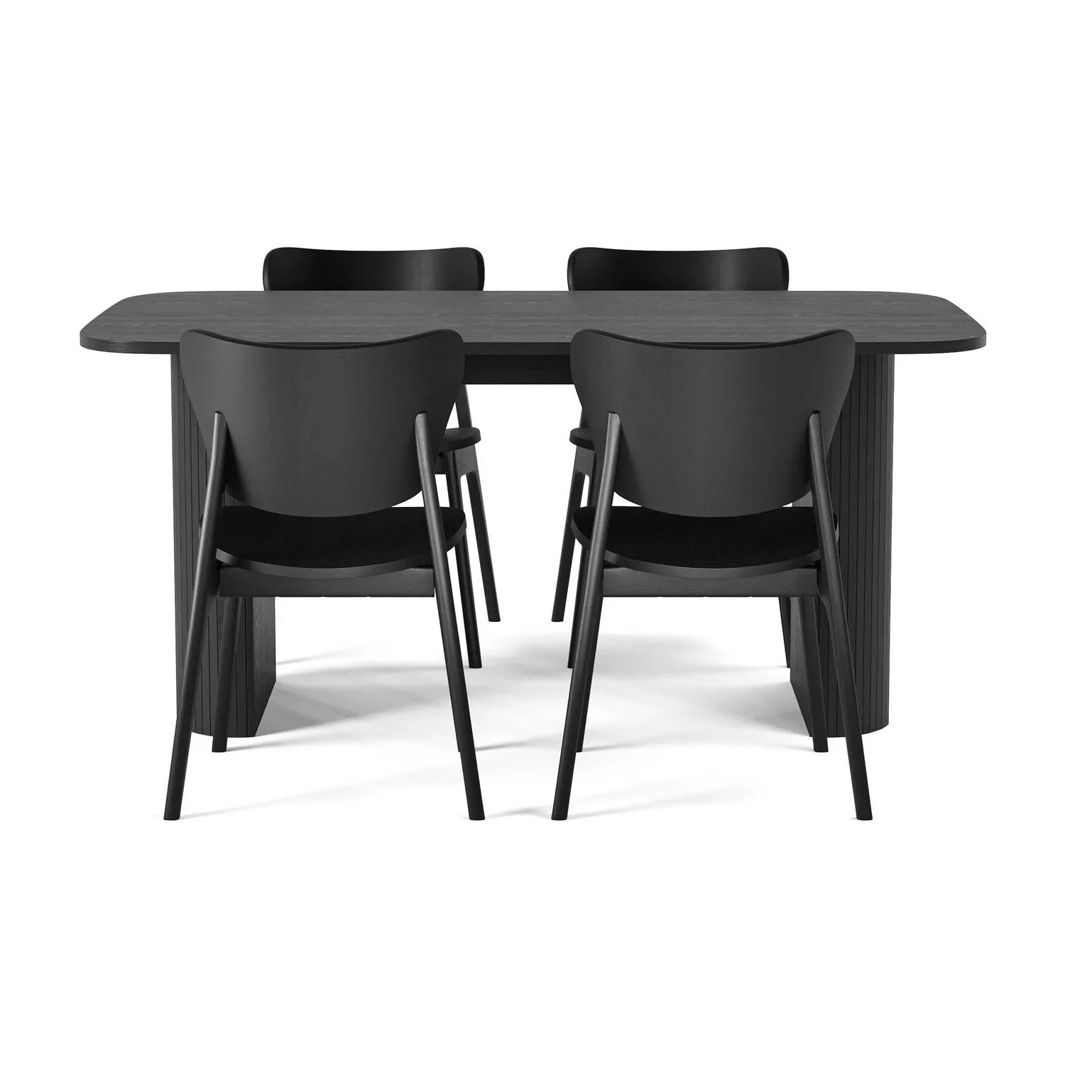 Matgrupp Bark Kopparbo Rektangulärt Matbord 160 cm med 4 Jerup Matstol