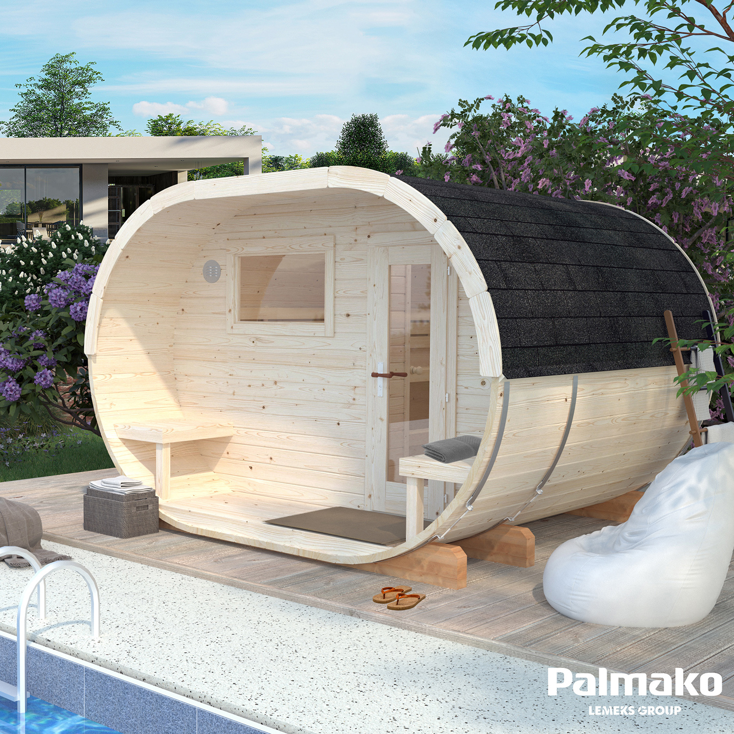 Bastutunna Palmako Anette Byggsats med Altan & Obehandlat Trä