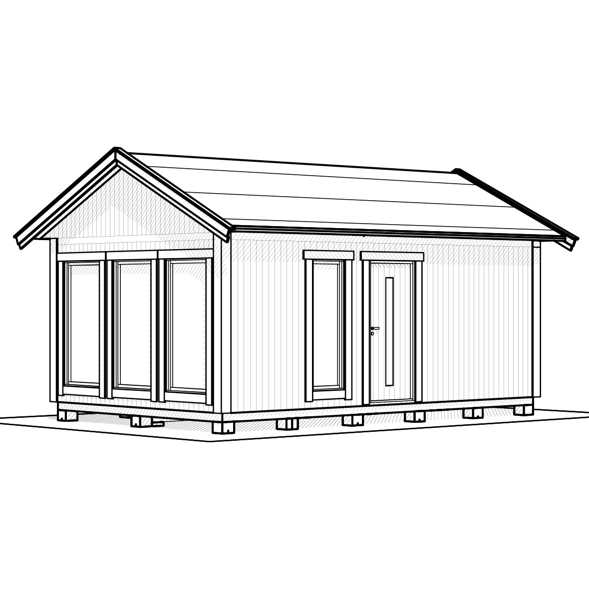 Attefallshus Vibostugan Njuta 25-3 24,3 m² Trähus med Sadeltak