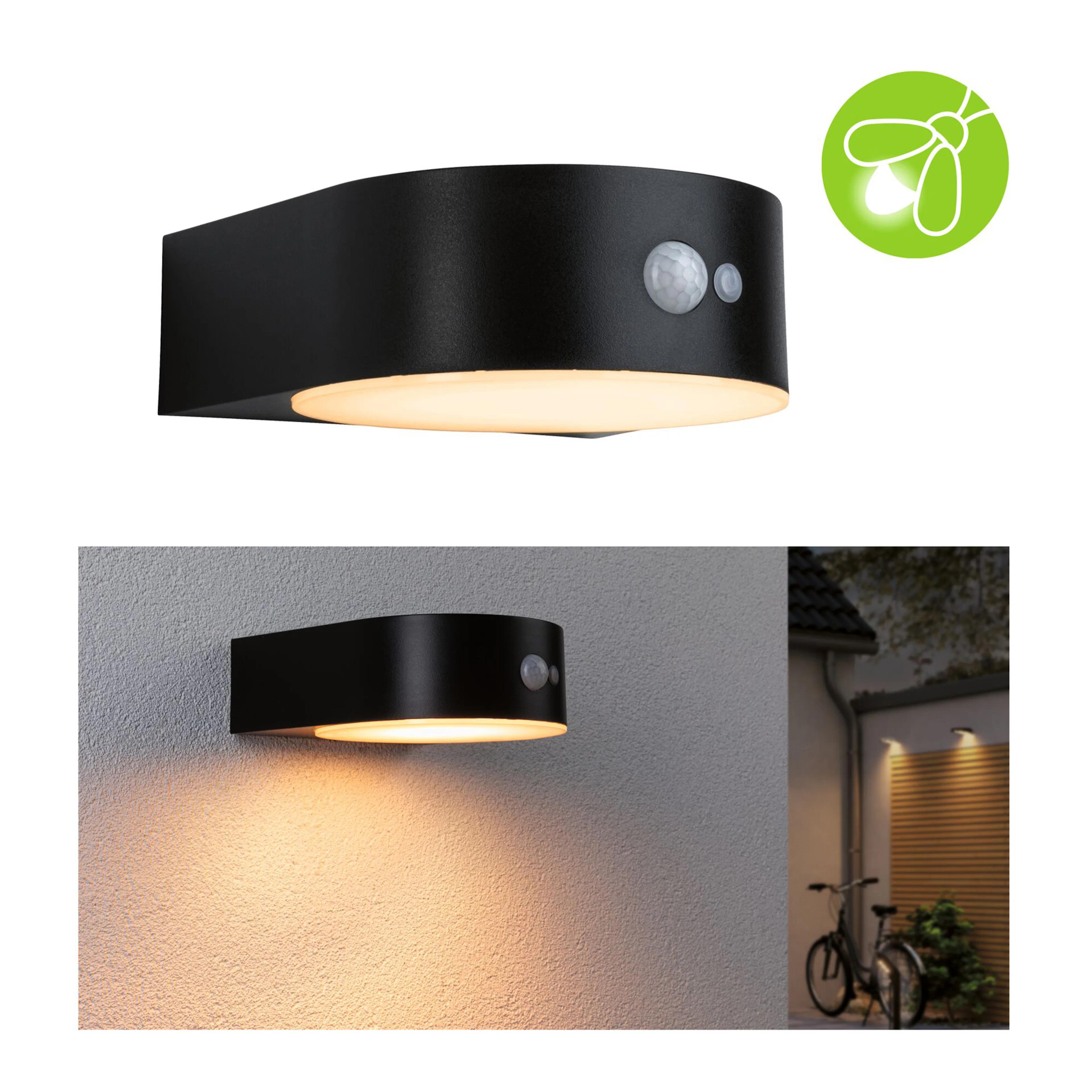 Fasadbelysning Solcell Paulmann Eileen LED med Rörelsesensor IP44 Ljus: Gold Light (insektsvänligt)