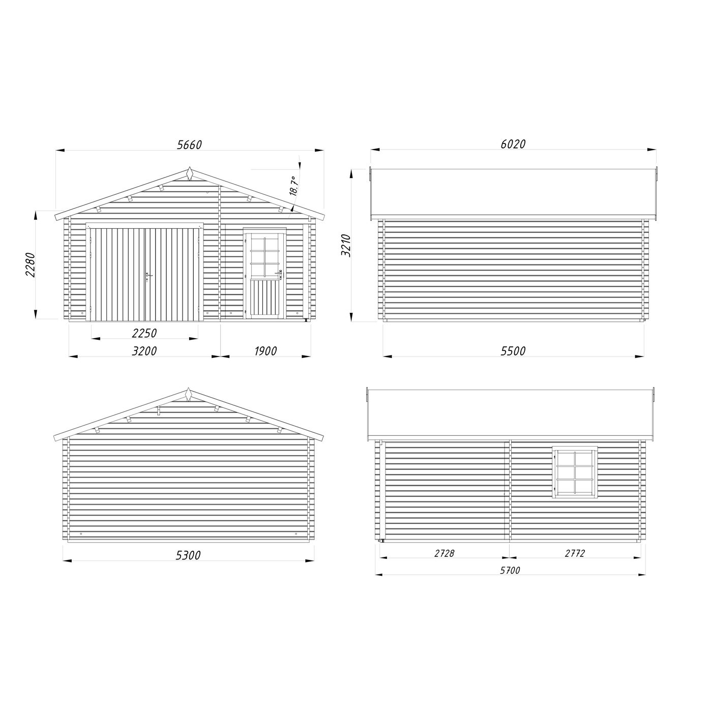 Roger 21,9+5,2 m2 with wooden gate Impregnerad transparent