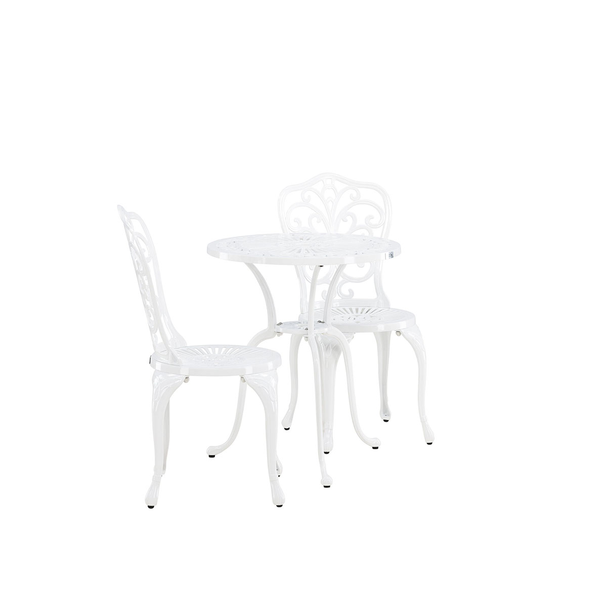 Caféset Venture Home Nandin Klassisk Cafégrupp med Runt Bord & 2 Stolar i Aluminium, Vit