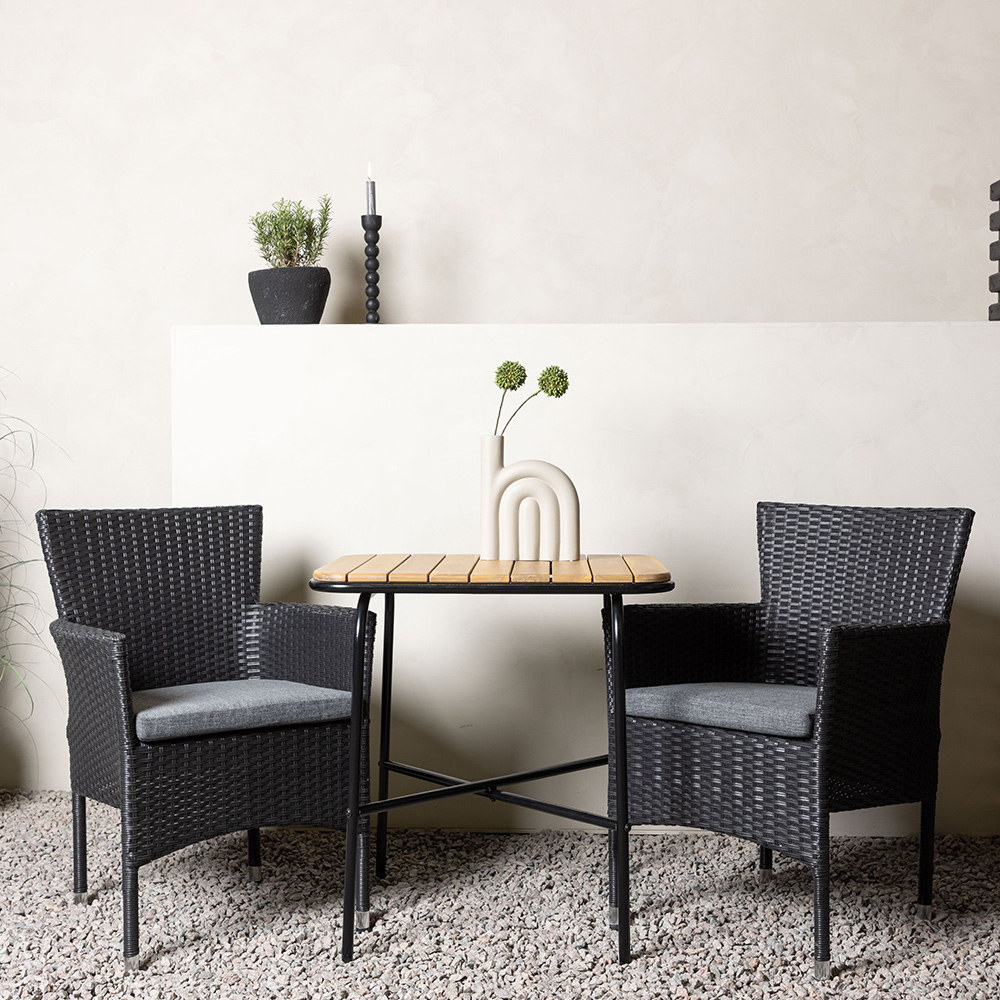 Cafégrupp Venture Home Holmbeck Bord med 2 Malina Trädgårdsstolar Utomhus